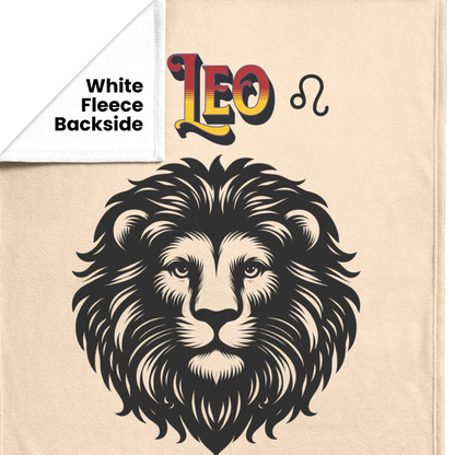 Leo Minimalist Personalized Fleece or Sherpa Blanket showing white fleece backside Mister Obtuse Eclectic Goods