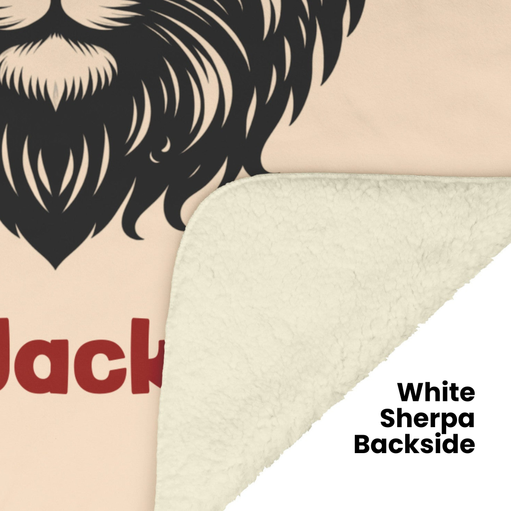 Leo Minimalist Personalized Fleece or Sherpa Blanket showing white sherpa backside Mister Obtuse Eclectic Goods