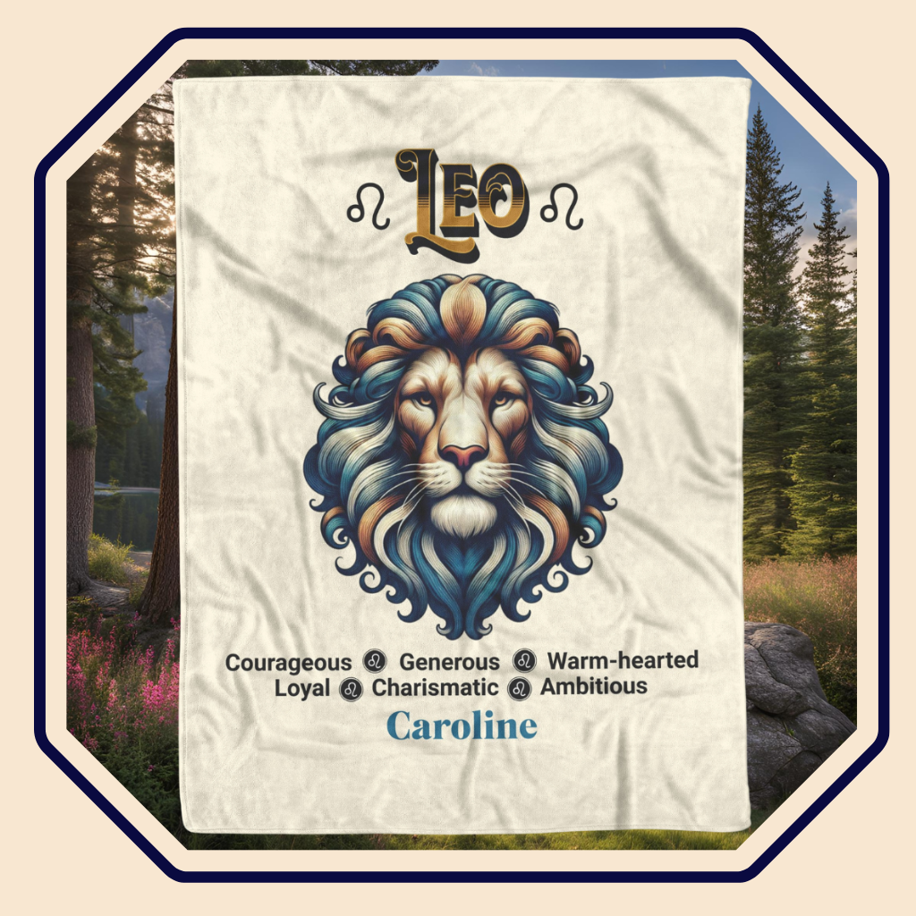 Leo Personalized Fleece or Sherpa Blanket Main Image Mister Obtuse Eclectic Goods