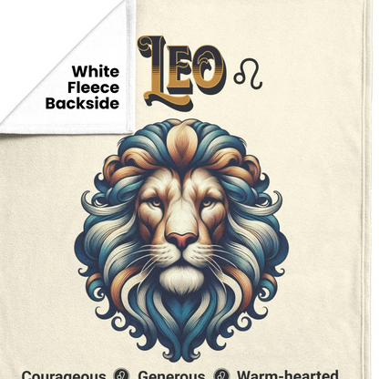 Leo Personalized Fleece or Sherpa Blanket showing white fleece backside Mister Obtuse Eclectic Goods