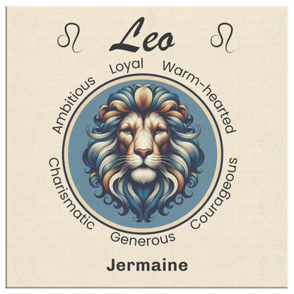 Leo Royalty Cream Personalized Square Canvas Wrap close up mister obtuse eclectic goods