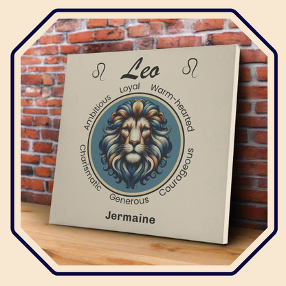 Leo Royalty Cream Personalized Square Canvas Wrap main product image mister obtuse eclectic goods