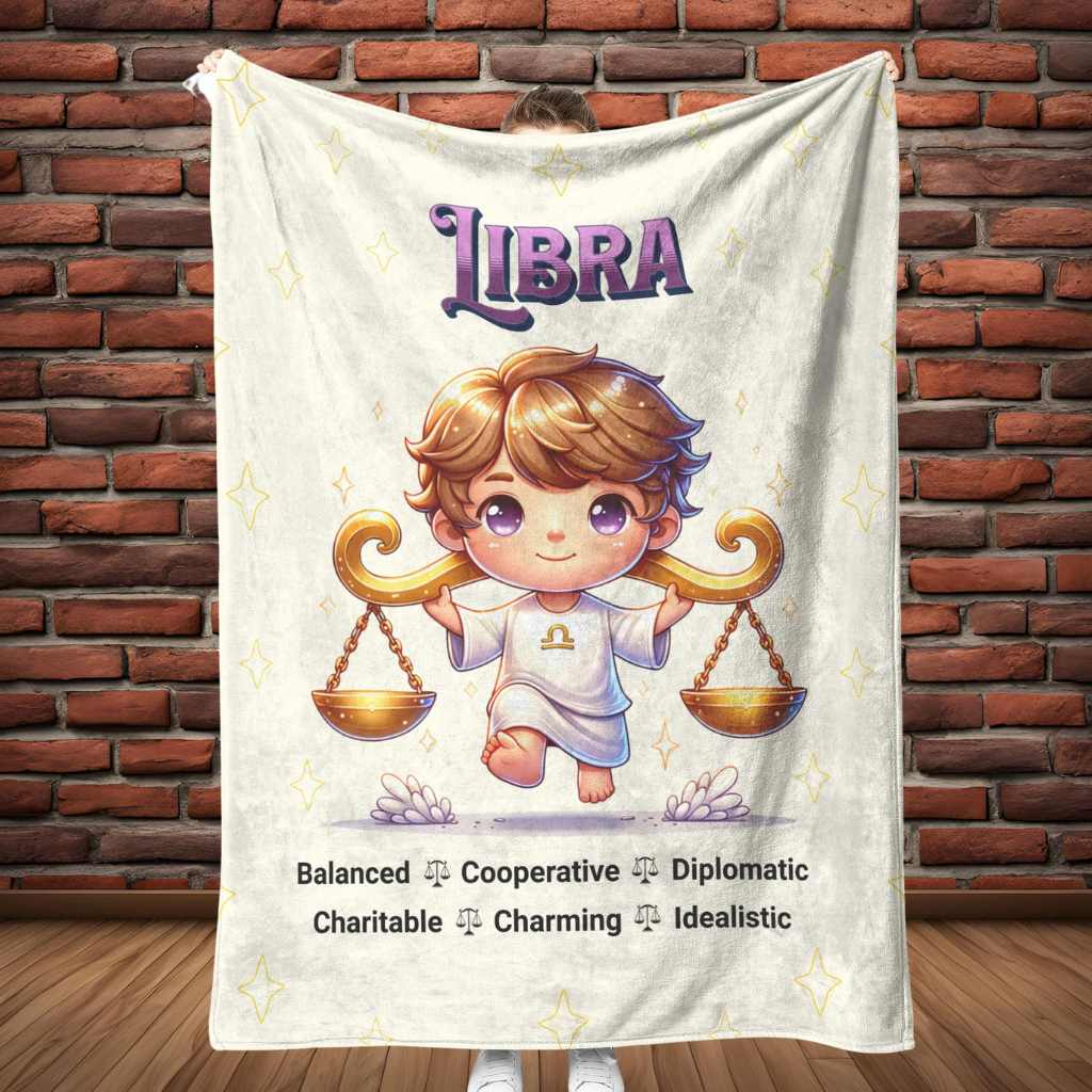 Libra Boy Fleece or sherpa blanket full length mister obtuse eclectic goods