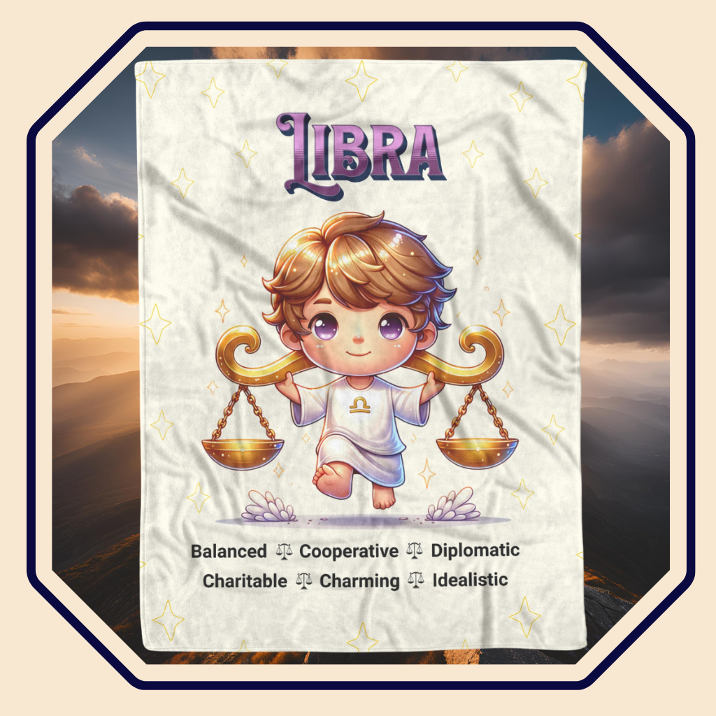 Libra Boy Fleece or sherpa blanket main image mister obtuse eclectic goods
