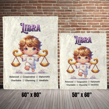 Libra Boy Fleece or sherpa blanket size options mister obtuse eclectic goods