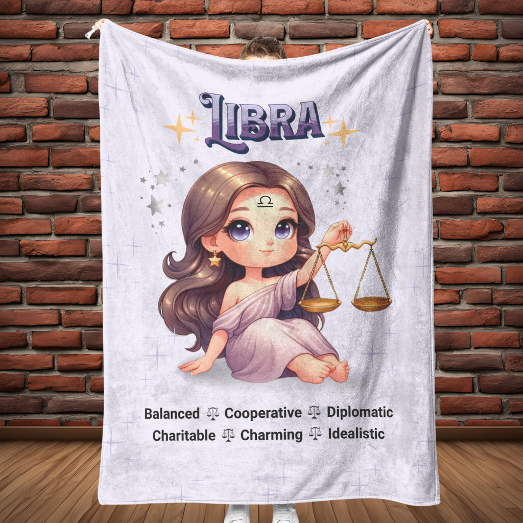 Libra Girl Fleece or sherpa blanket full length mister obtuse eclectic goods