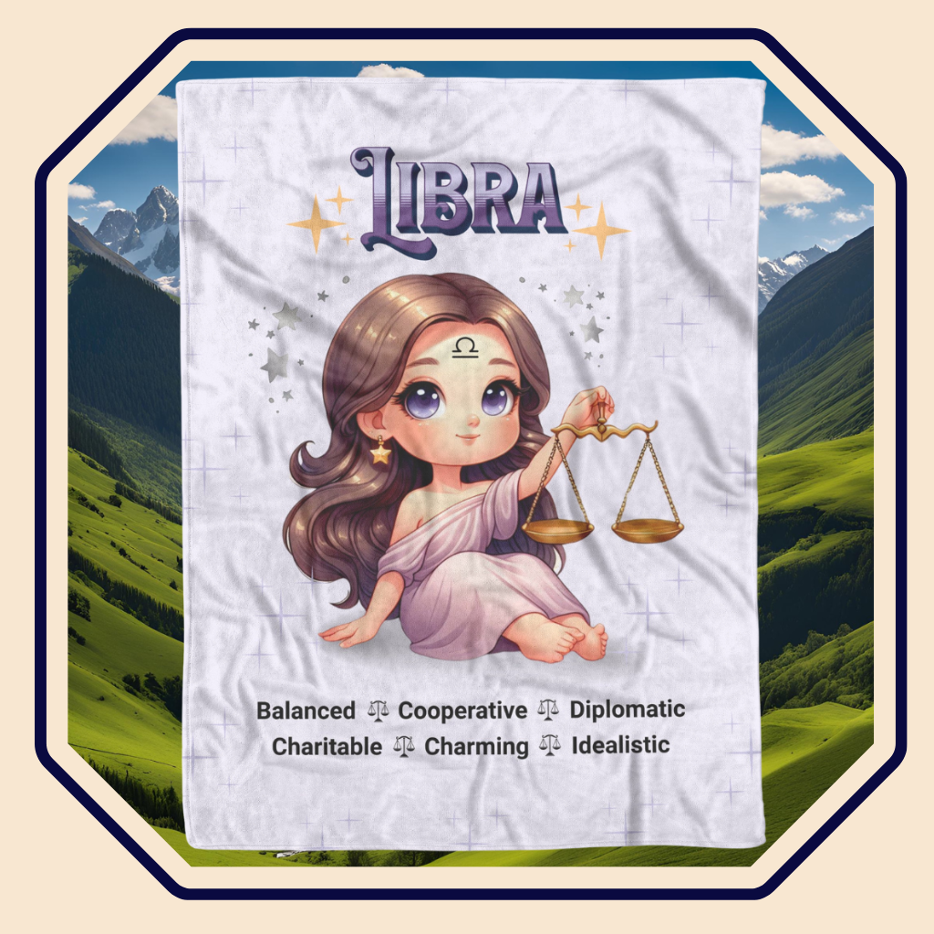 Libra Girl Fleece or sherpa blanket main image mister obtuse eclectic goods