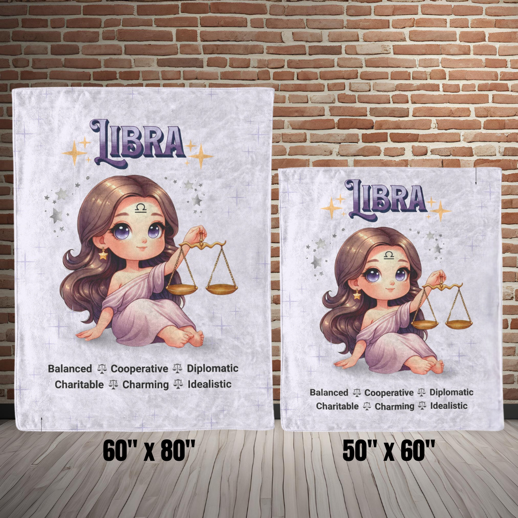 Libra Girl Fleece or sherpa blanket size options mister obtuse eclectic goods