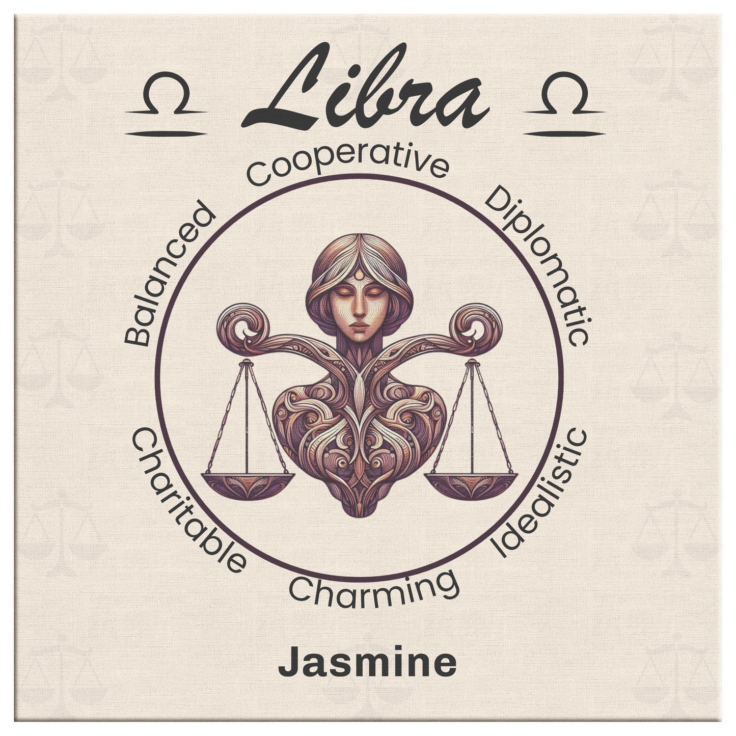 Libra Heart Centered Personalized Canvas