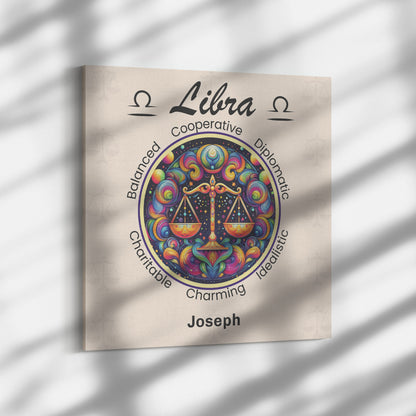 Libra in the stars personalized square canvas wrap on wall mister obtuse eclectic goods