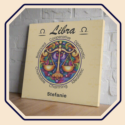 Libra Radiant Fun Personalized Square Canvas Wrap main product image mister obtuse eclectic goods