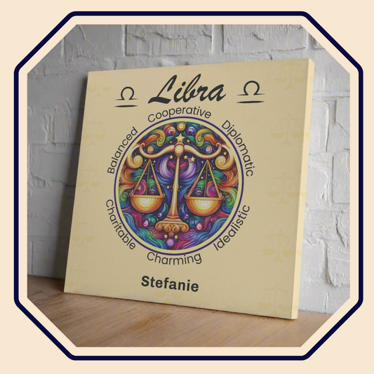 Libra Radiant Fun Personalized Square Canvas Wrap main product image mister obtuse eclectic goods