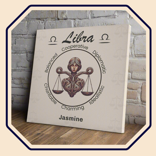Libra heart centered personalized square canvas wrap main image mister obtuse eclectic goods