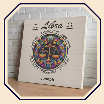 Libra heart centered personalized square canvas wrap main image mister obtuse eclectic goods