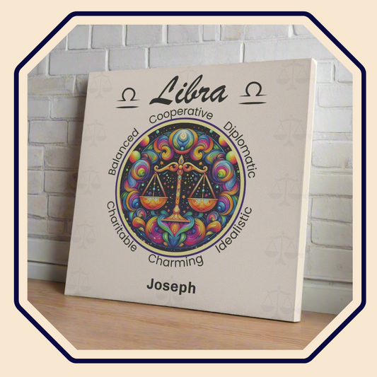 Libra heart centered personalized square canvas wrap main image mister obtuse eclectic goods