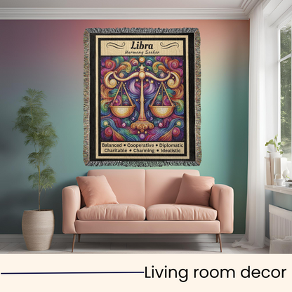 Libra woven blanket in living room mister obtuse