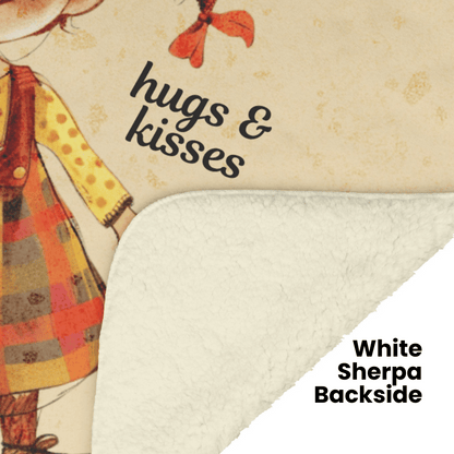 Love You back Non-Personalized Fleece or sherpa blanket showing white sherpa backside mister obtuse eclectic goods