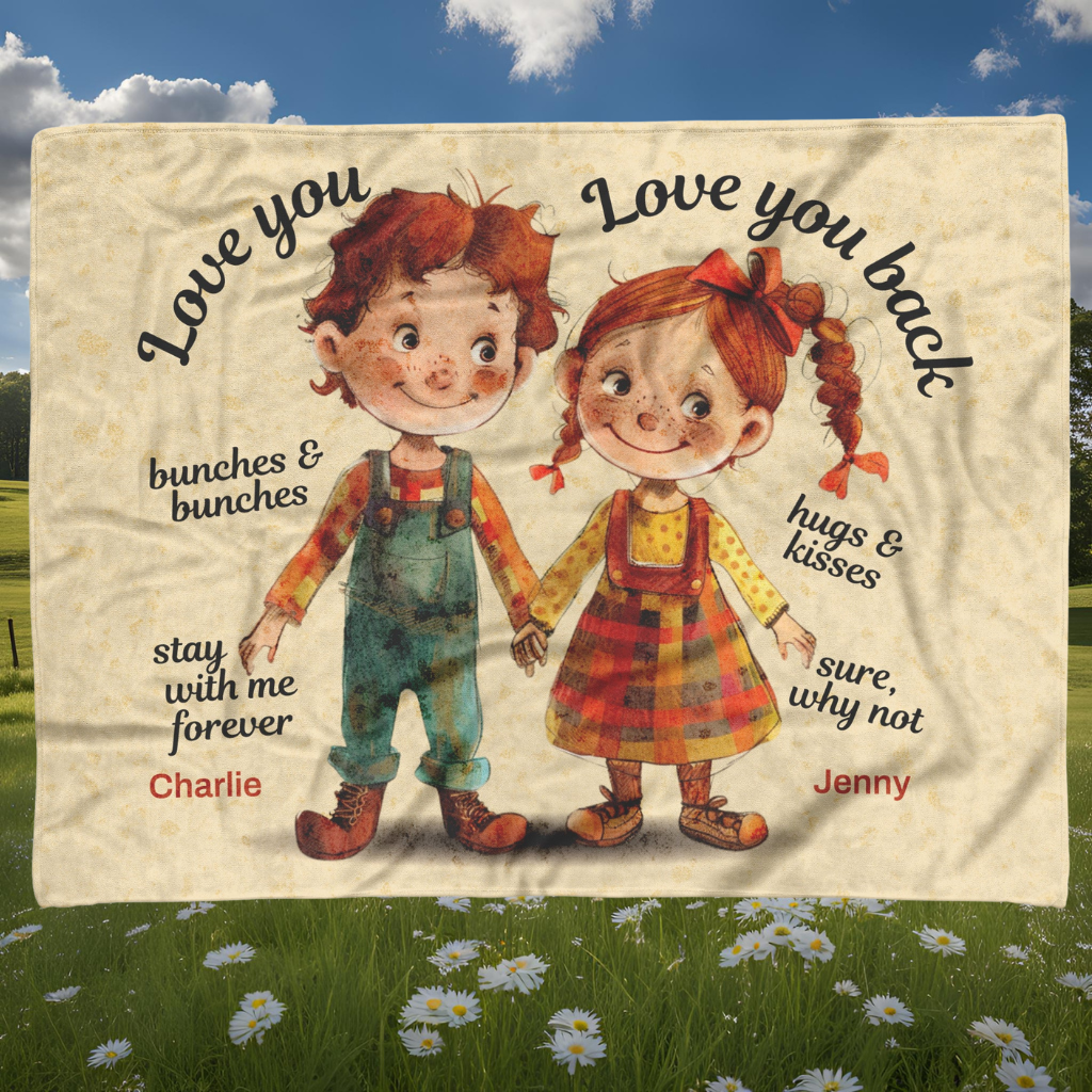Love you back fleece or sherpa blanket in a park setting mister obtuse eclectic goods