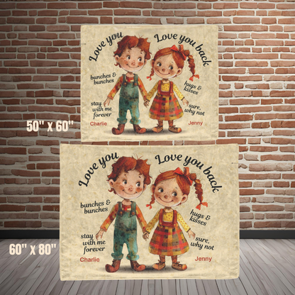 Love you back fleece or sherpa personalized blanket two size options mister obtuse eclectic goods