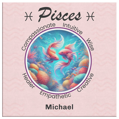 Pisces Coral Dreams Square Canvas Wrap close up Mister Obtuse Eclectic Goods
