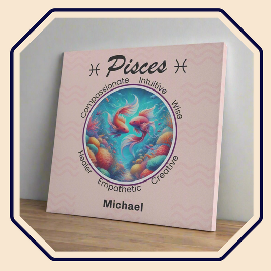 Pisces Coral Dreams Square Canvas Wrap Mister Obtuse Eclectic Goods