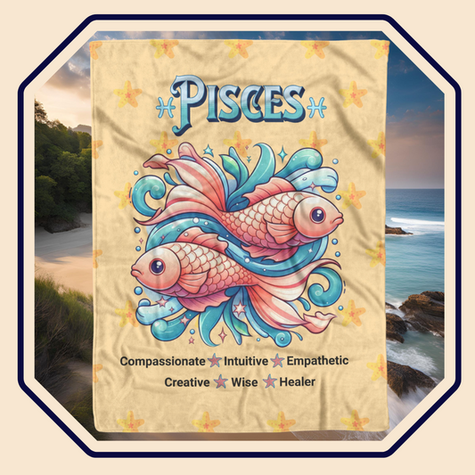 Pisces Fleece or sherpa blanket main image mister obtuse eclectic goods