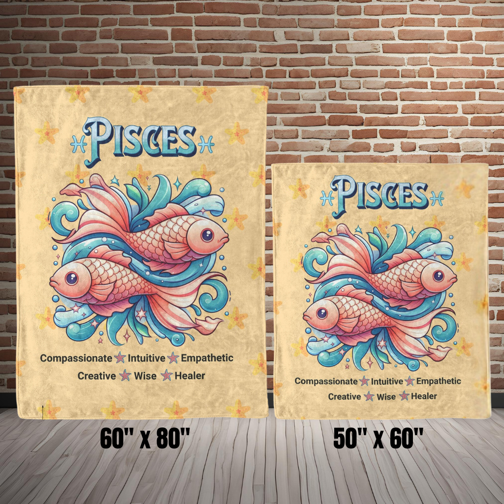 Pisces Fleece or sherpa blanket size options obtuse eclectic goods