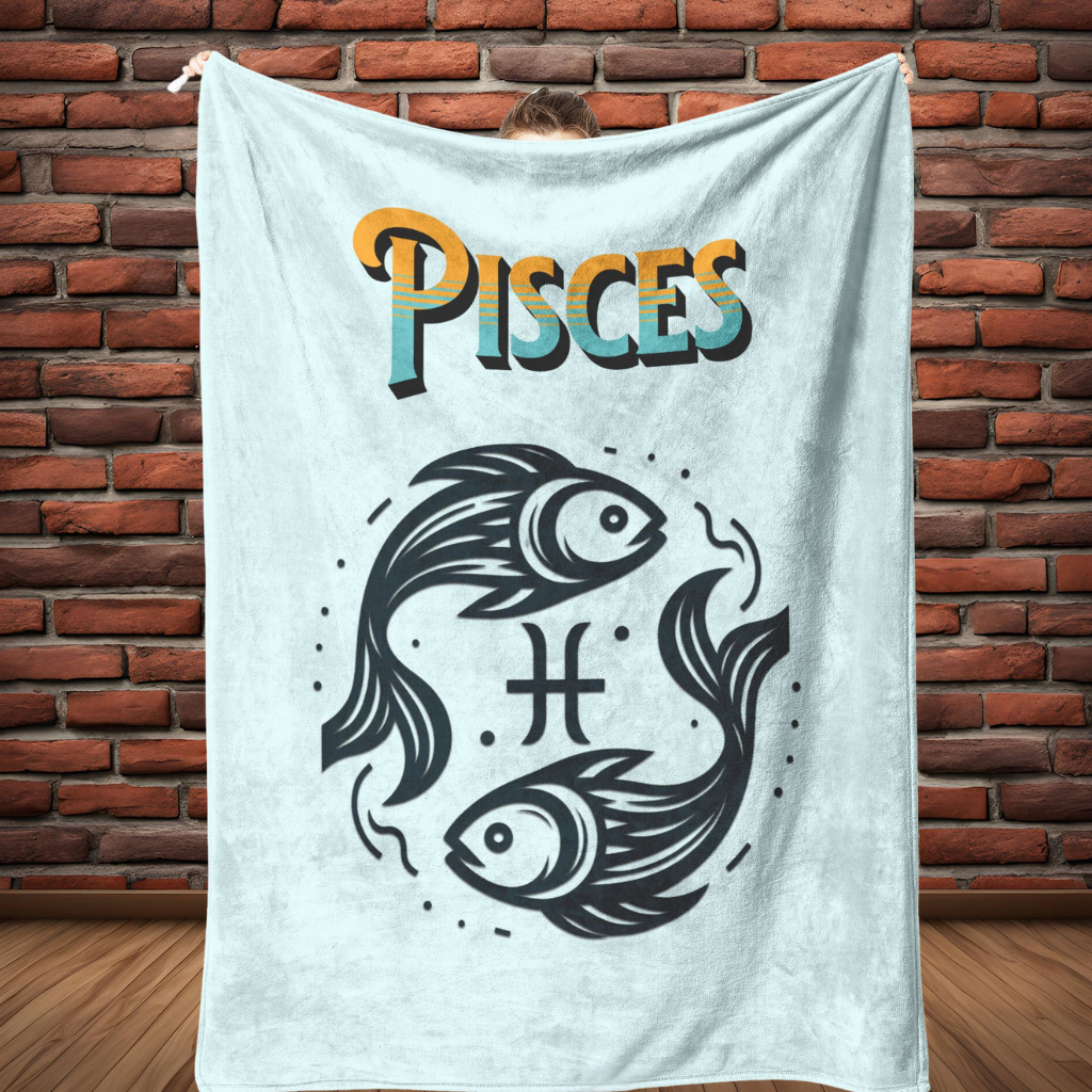 Pisces Minimalist Fleece or sherpa blanket full length mister obtuse eclectic goods