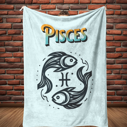Pisces Minimalist Fleece or sherpa blanket full length mister obtuse eclectic goods