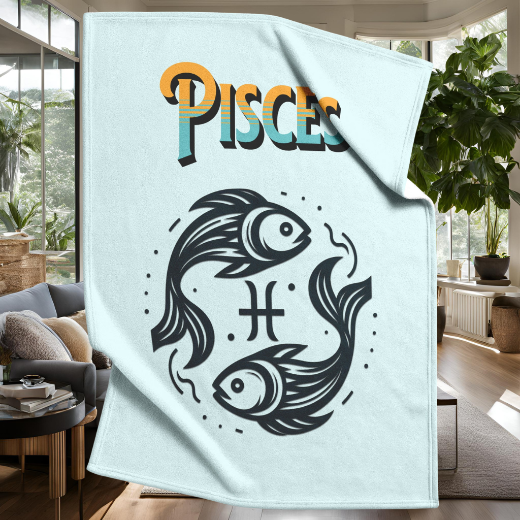 Pisces Minimalist Fleece or sherpa blanket living room setting mister obtuse eclectic goods