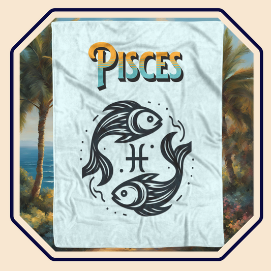 Pisces Minimalist Fleece or sherpa blanket main image mister obtuse eclectic goods