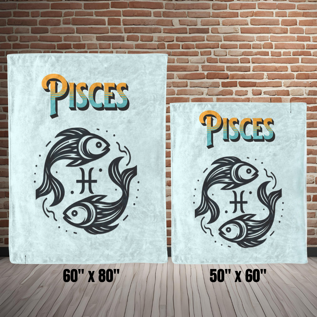 Pisces Minimalist Fleece or sherpa blanket size options mister obtuse eclectic goods