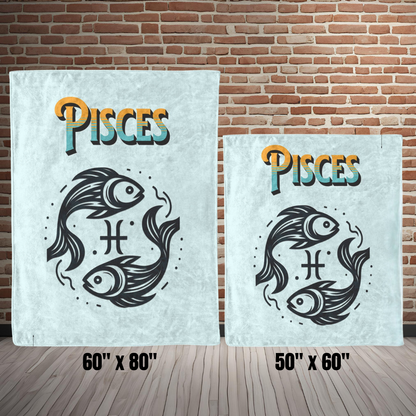 Pisces Minimalist Fleece or sherpa blanket size options mister obtuse eclectic goods