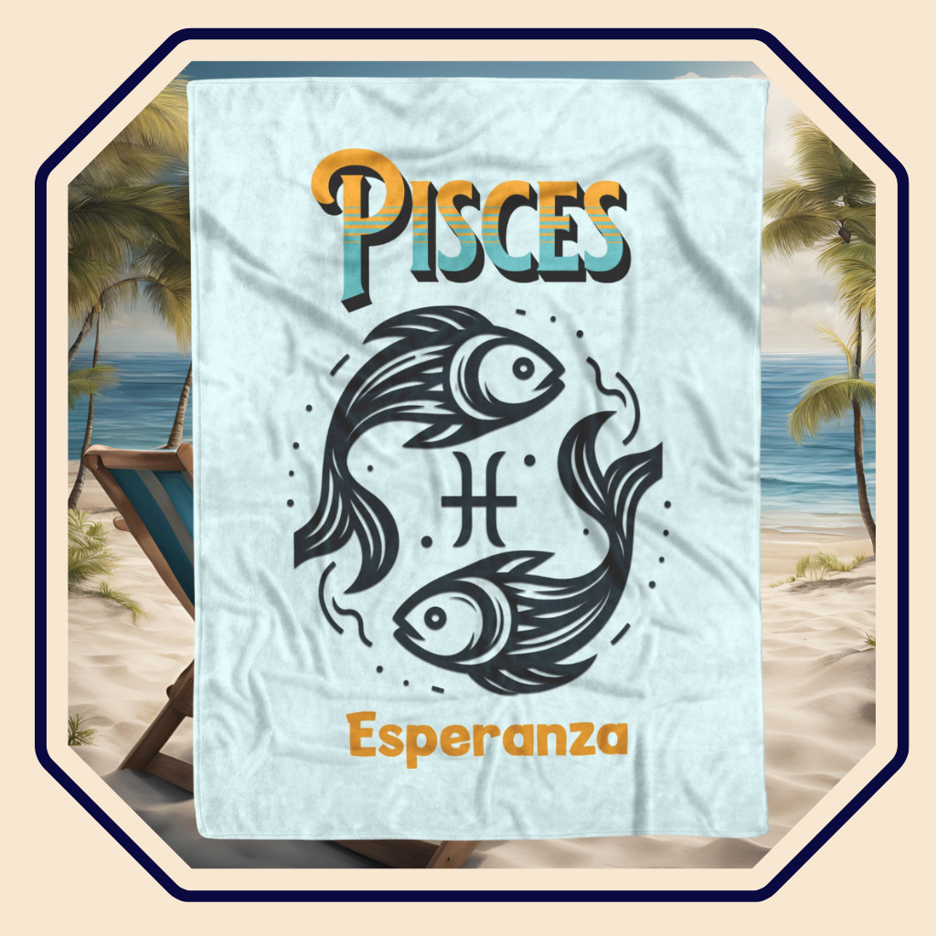 Pisces Minimalist Personalized Blanket Mister Obtuse Eclectic Goods Main Image