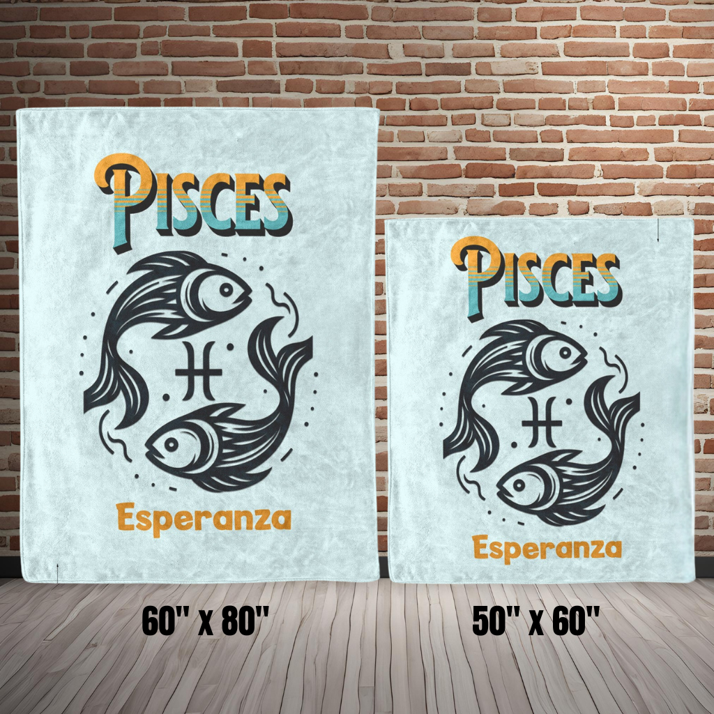 Pisces Minimalist Personalized Fleece or Sherpa Blanket sizes Mister Obtuse Eclectic Goods