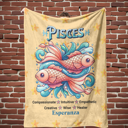 Pisces Personalized Fleece or sherpa  Blanket full length Mister Obtuse Eclectic Goods