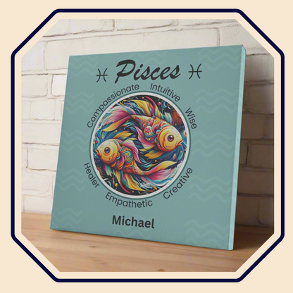 Pisces Vibrant Personalized Canvas Wrap Mister Obtuse Eclectic Goods