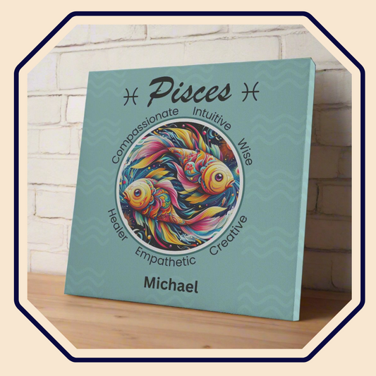 Pisces Vibrant Personalized Canvas Wrap Mister Obtuse Eclectic Goods