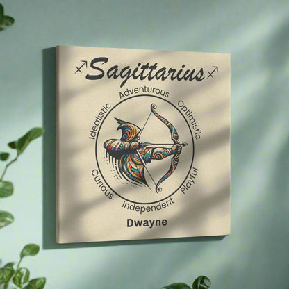 Sagittarius aim true Personalized Square Canvas Wrap on blue pastel wall mister obtuse eclectic goods