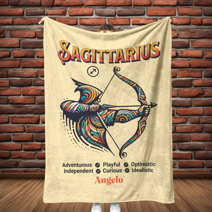 Sagittarius Fleece or Sherpa Blanket full length Mister Obtuse Eclectic Goods