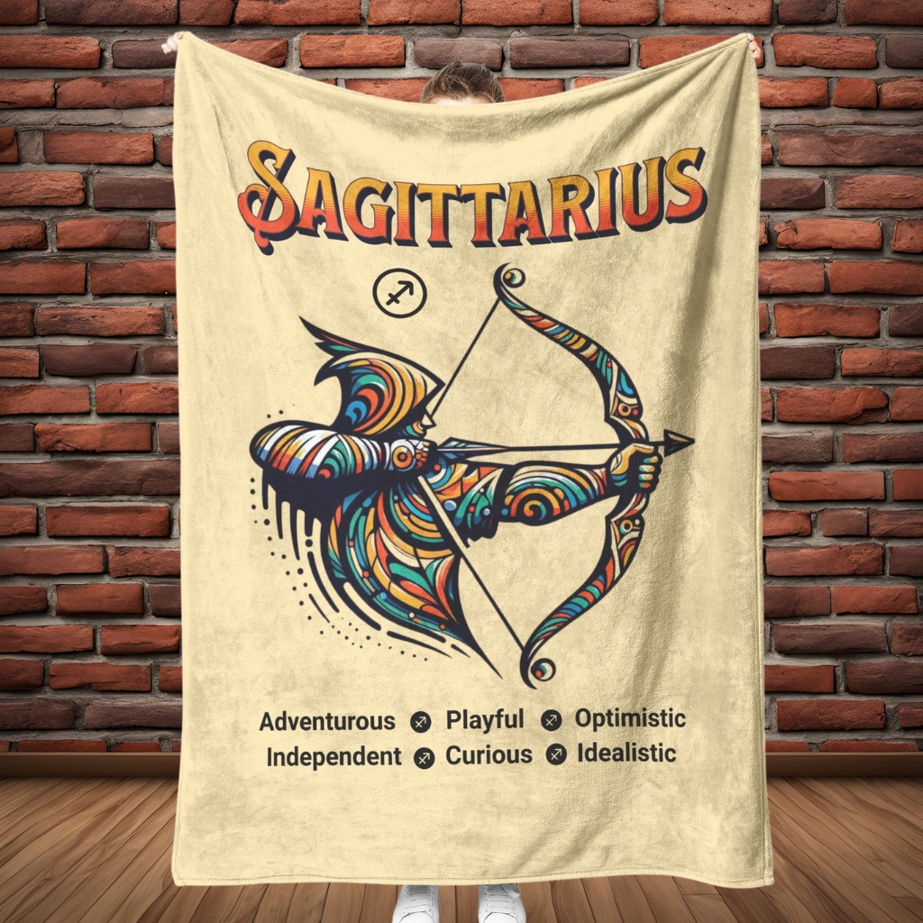 Sagittarius Fleece or sherpa blanket showing full length mister obtuse eclectic goods
