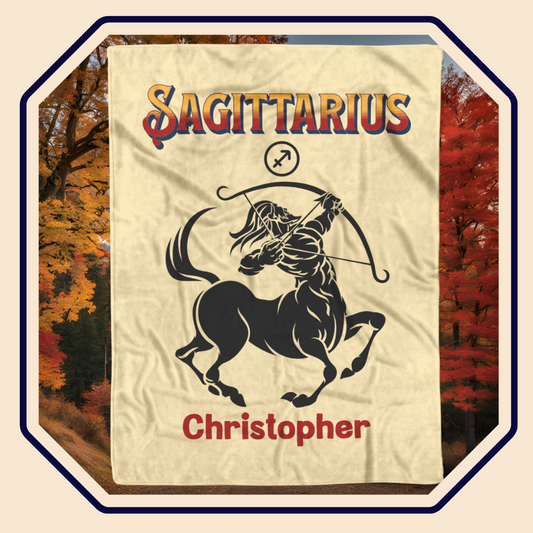 Sagittarius Minimalist Fleece or Sherpa Blanket Main Image Mister Obtuse Eclectic Goods