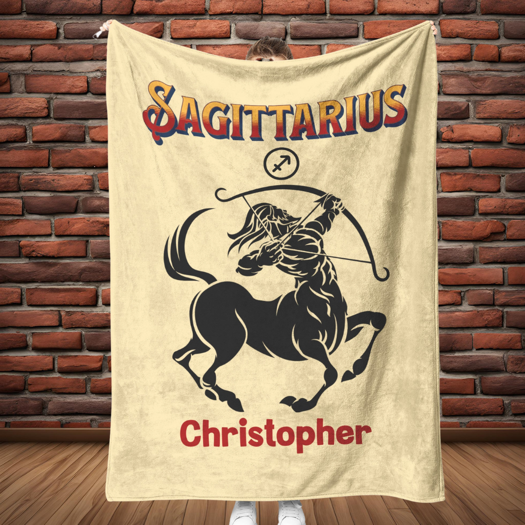 Sagittarius Minimalist Fleece or Sherpa Blanket full length Mister Obtuse Eclectic Goods