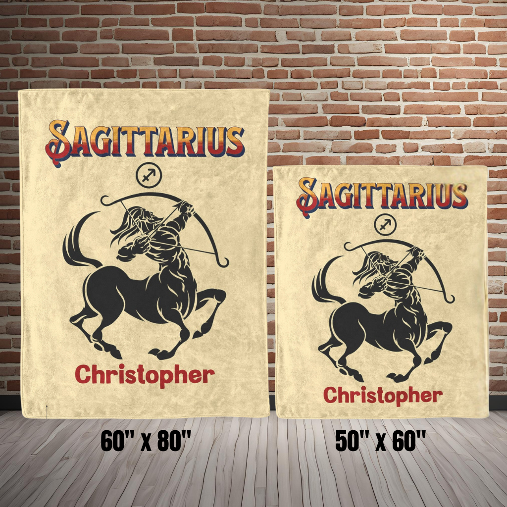 Sagittarius Minimalist Fleece or Sherpa Blanket size options Mister Obtuse Eclectic Goods