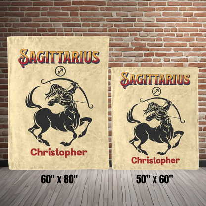 Sagittarius Minimalist Fleece or Sherpa Blanket size options Mister Obtuse Eclectic Goods