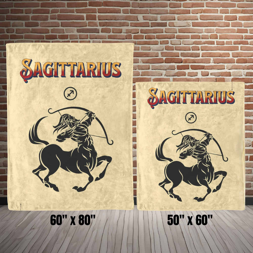 Sagittarius Minimalist Fleece or sherpa blanket sizing options mister obtuse eclectic goods