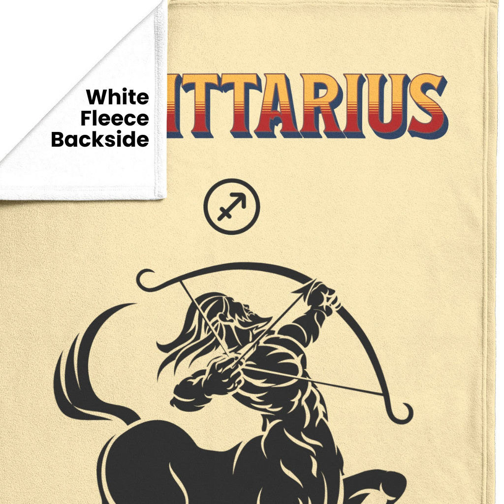 Sagittarius Minimalist Fleece or sherpa blanket white fleece backside mister obtuse eclectic goods