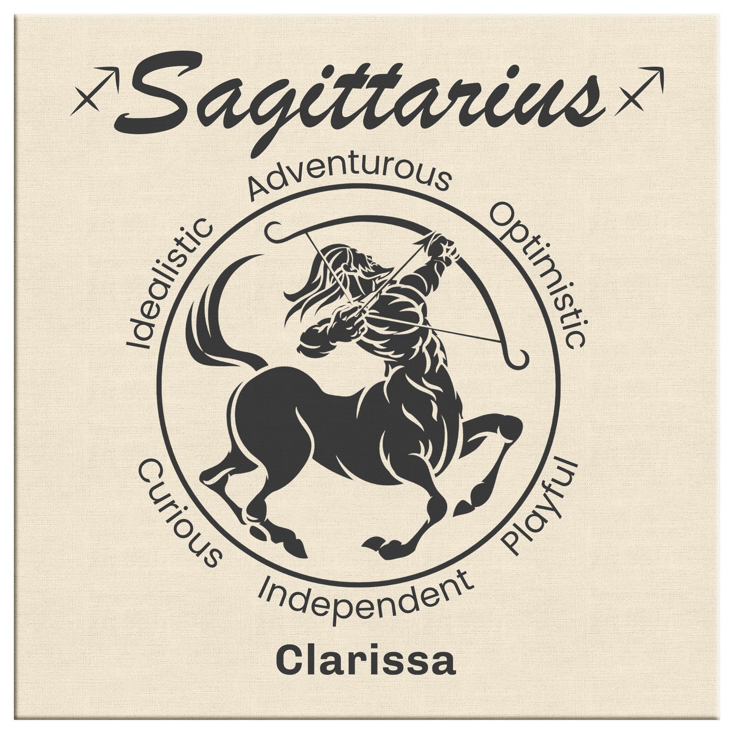 Sagittarius Minimalist Personalized Square Canvas Wrap close up mister obtuse eclectic goods