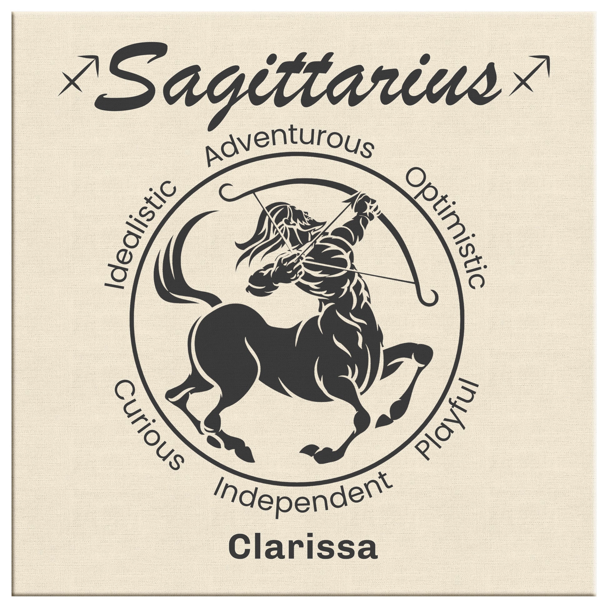 Sagittarius Minimalist Personalized Square Canvas Wrap close up mister obtuse eclectic goods