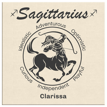 Sagittarius Minimalist Personalized Square Canvas Wrap close up mister obtuse eclectic goods